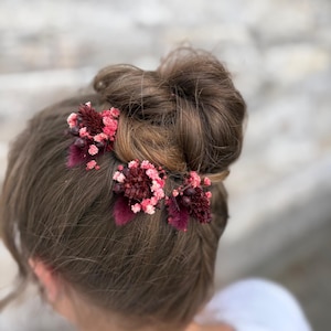 Hairpins &quot;Red&quot; made of dried flowers, 3 pieces / Hair accessories / Bridal hair accessories / Flowers for the hair / Hair clip / Hair pin