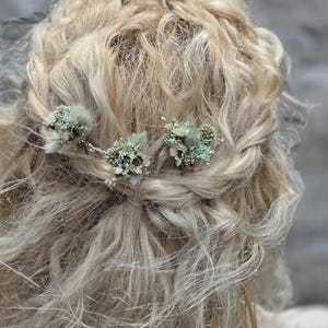 Hairpins &quot;Mint&quot; made of dried flowers, 3 pieces / Hair accessories / Bridal hair accessories / Flowers for the hair / Hair clip / Hair pin