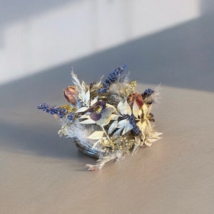 Lantern with dried flowers / tealight holder / candle glass