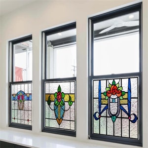 Custom 3D Matte Window Film - Stained Glass Decor, Privacy, UV Protection, Frosted Static Cling for Glass