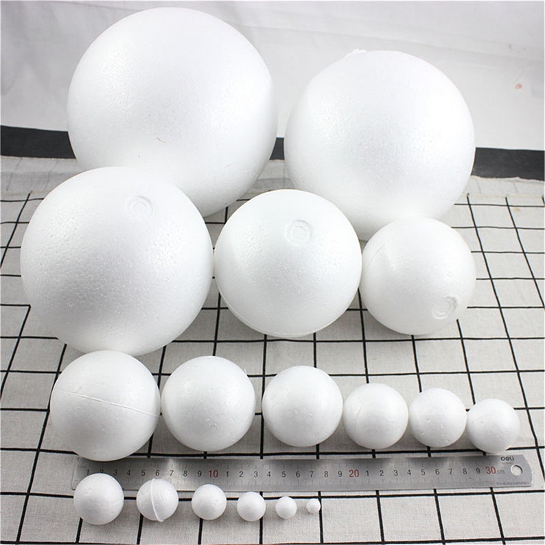 Boules De Mousse Blanche 20cm - Lot De 2 - Polystyrène Pour Artisanat, Décoration Noël Et DIY