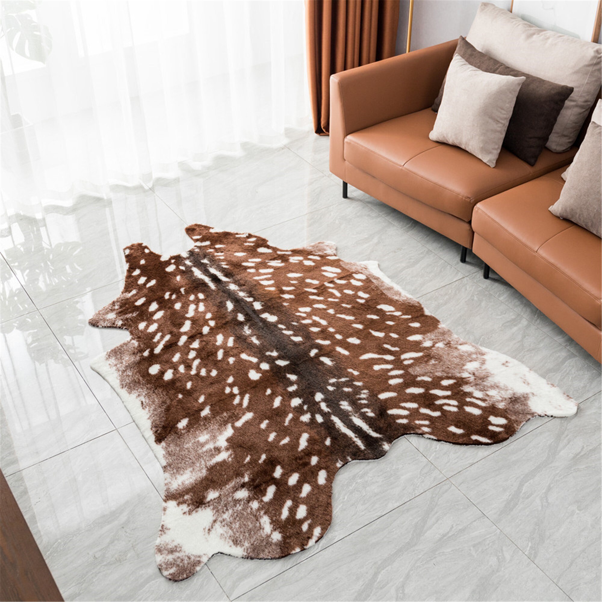 Fashion Hot Faux Deer Printed Carpet Velvet Imitation Leather Etsy