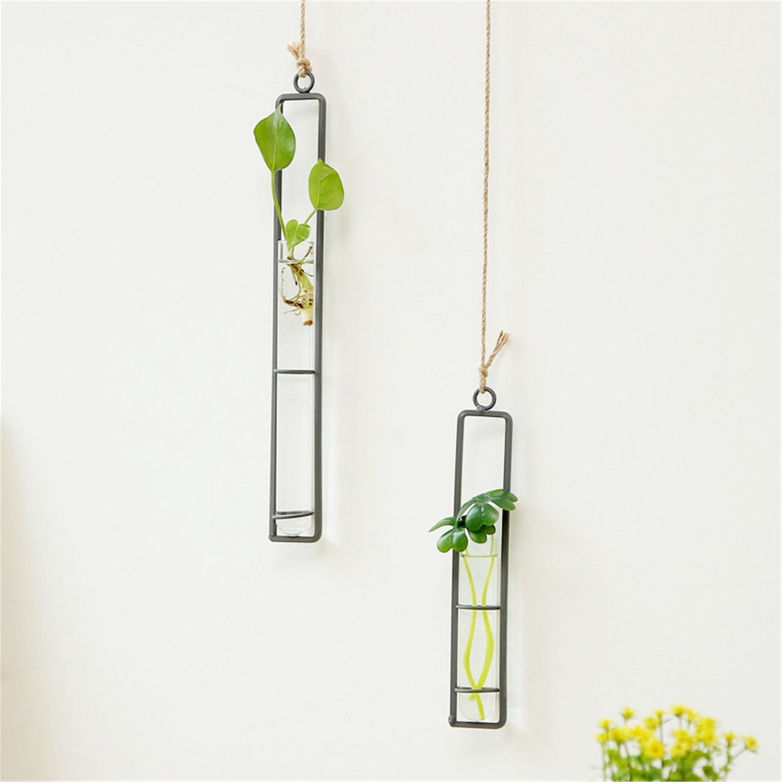 Creative Wall Hanging Flower Vase Iron Glass Hydroponics Etsy