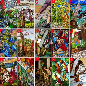 Frosted Window Film Stained Glass Film Vintage Church Style Colorful Window Door Stickers For Kitchen Bathroom Privacy