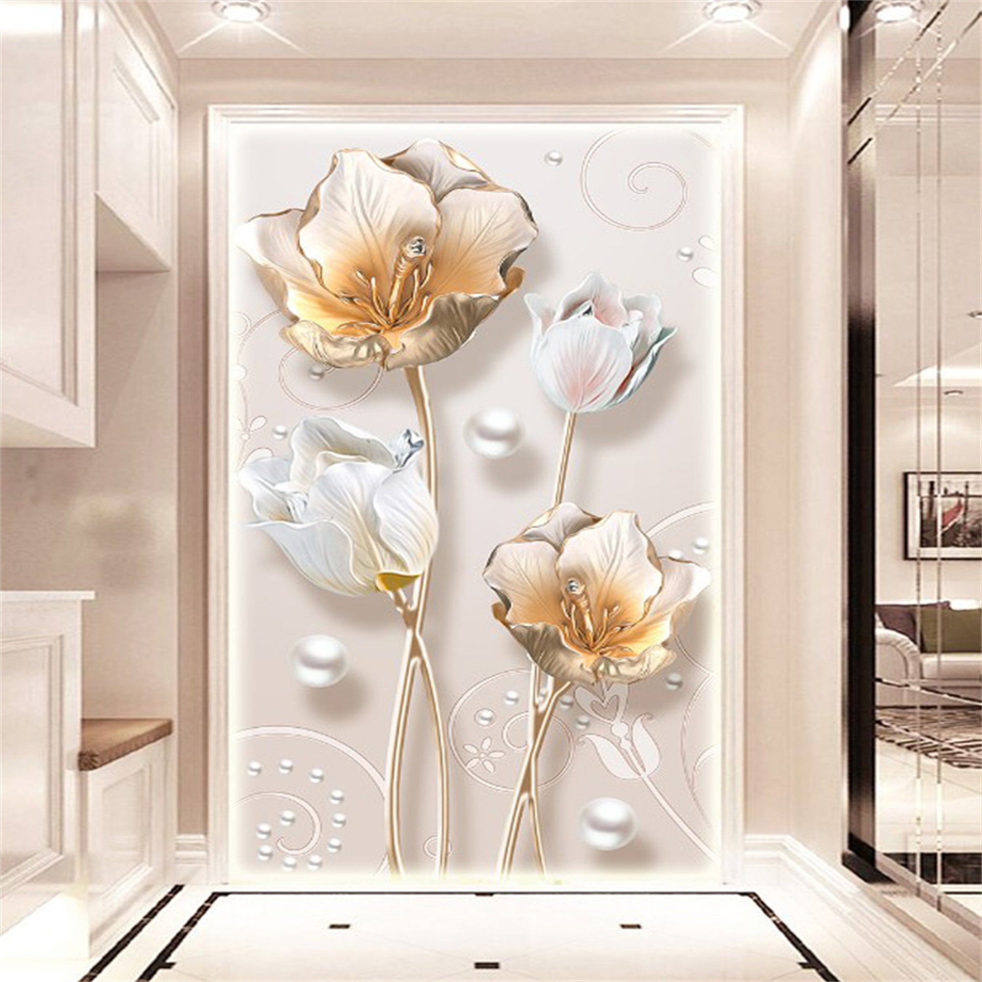 thumbnail image 2 of Removable Purple Flower Window Clings - Non-Adhesive Vinyl Decals For Glass, Walls, Wardrobes 2 of 4