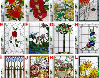 Fönsterfilm i anpassad storlek, frostad film för målat glas, tryck blommor, statisk självhäftande, sekretess, dörrklistermärke, kök, kontor, heminredning
