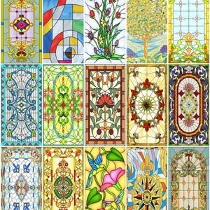 Custom Static Cling Window Film - Frosted Stained Glass Design for Home Bathroom and Kitchen