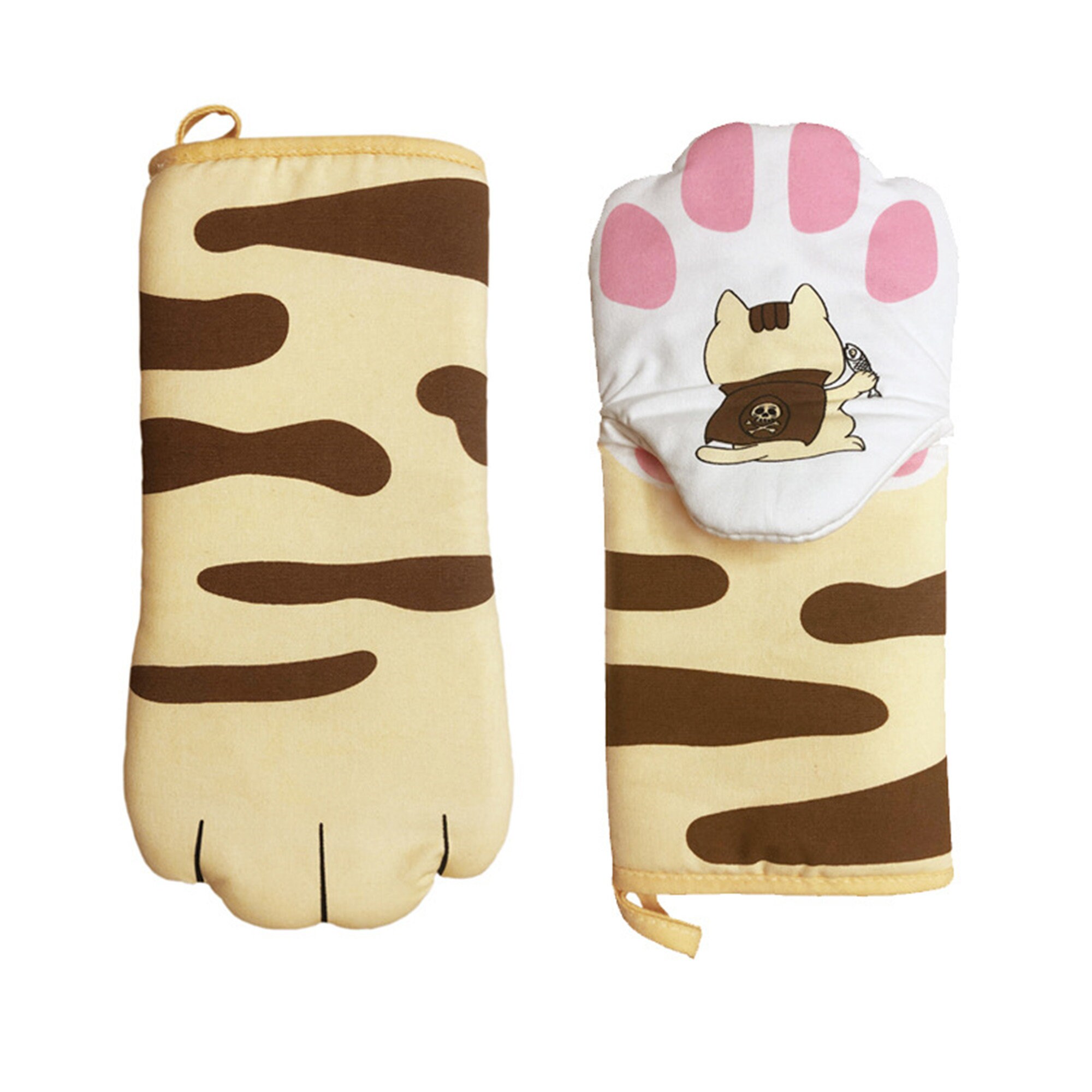 1 Pair 3D Cartoon Cat Paws Oven Mitts Long Cotton Baking Etsy