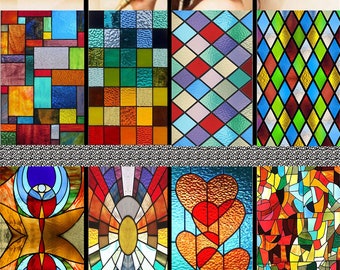 Window Film Frosted Stained Glass Films Rainbow Effect Privacy Decorative Static Cling Sticker For Home Kitchen Bathroom Office