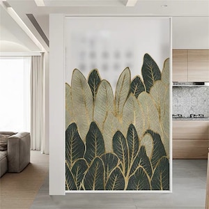 Privacy Windows Film Decorative Leaf Glass Film Static Cling Film No-Glue Film Window Stickers For Home Decor