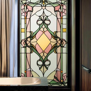 Maßgeschneiderte Jugendstil Glasmalerei-Folie Elegante Sichtschutzfolie für Badezimmer Küche Wohnzimmer und Glastüren