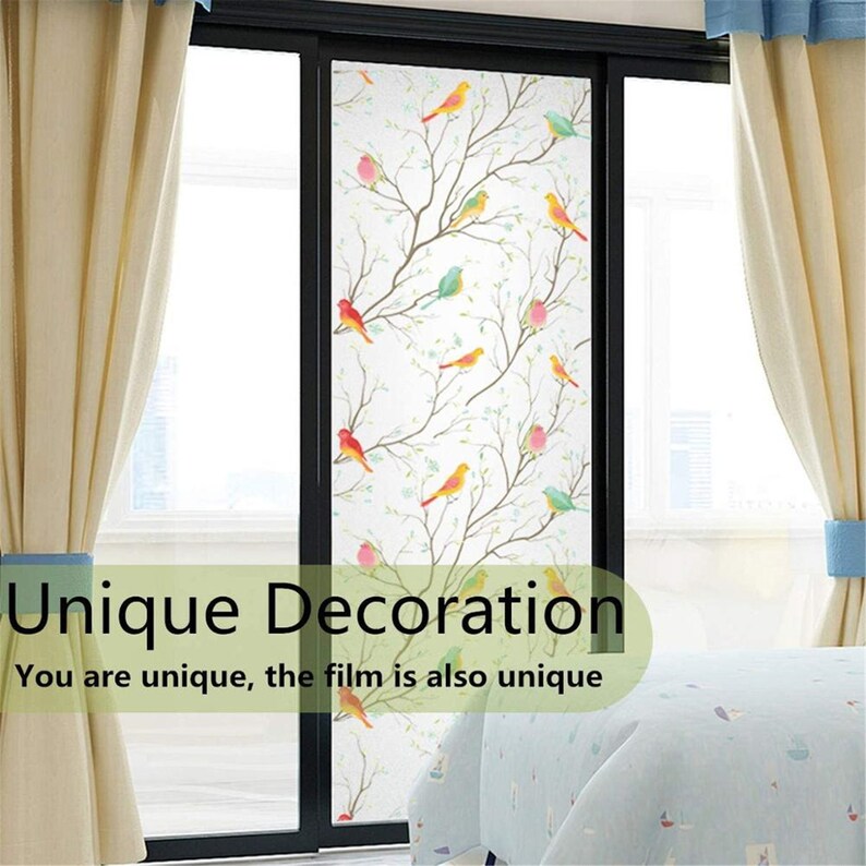 Privacy Window Film Nonadhesive Frosted Bird Decorative Glass Etsy