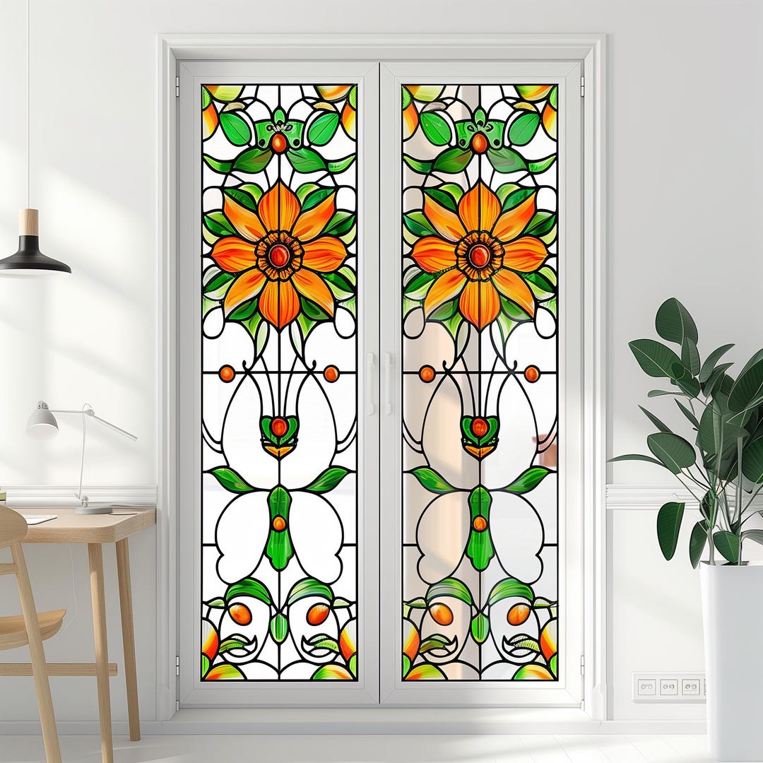 Customized Frosted Stained Glass Window Film - Vintage Church Style ...
