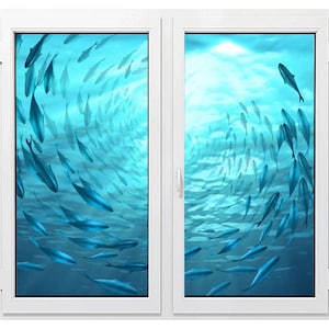 Filme de janela de vidro personalizado, adesivo eletrostático fosco, adesivos para casa, à prova d&#39;água para banheiro, peixes do mar profundo