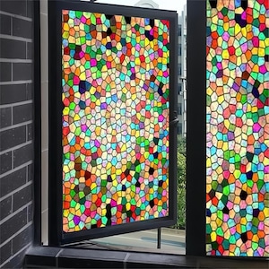 Decorative Stained Glass Window Film – Custom Size, 3D Matte UV Sticker, Privacy Frosted