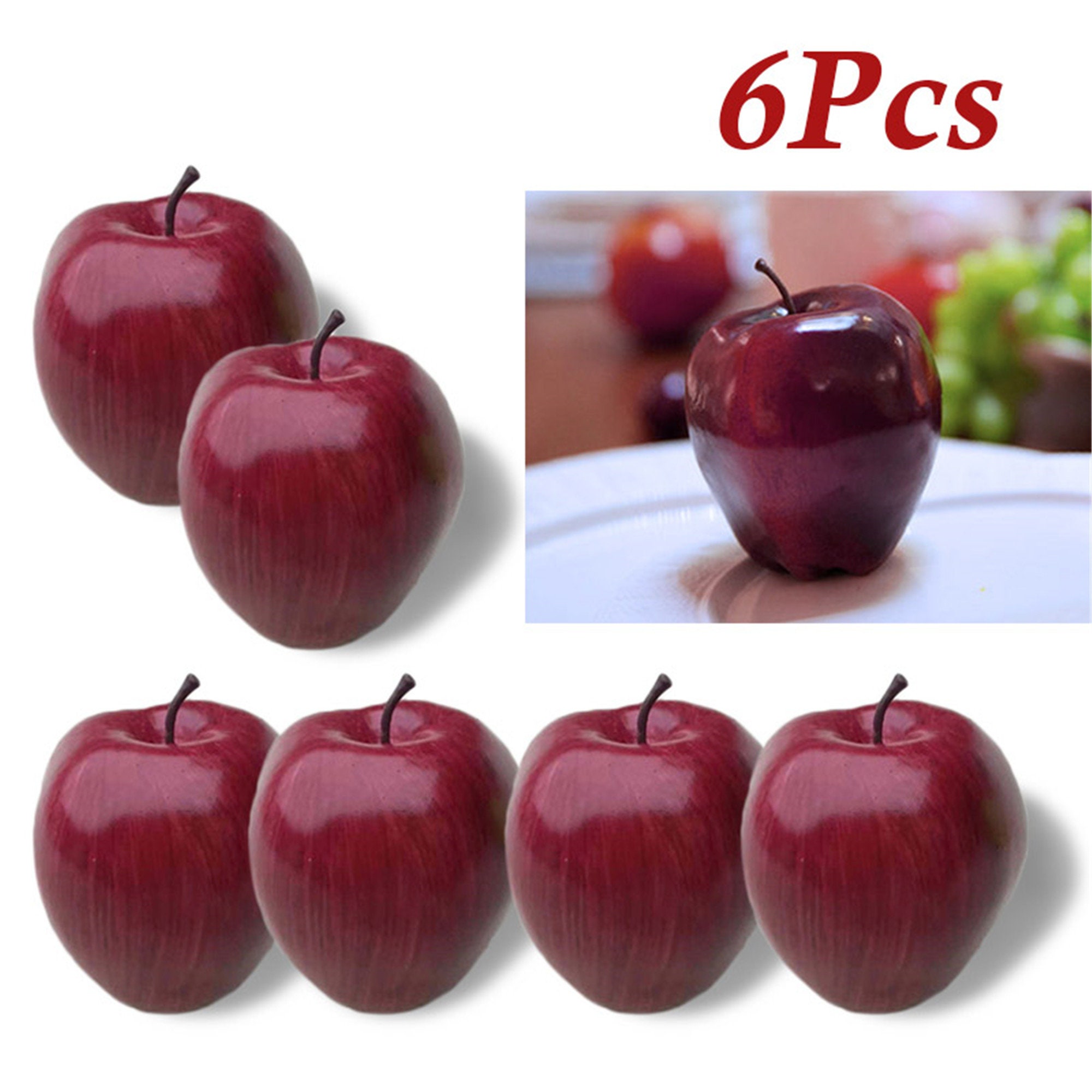 6PCS Artificial Apples Plastic Red Delicious Fruit Display for Etsy