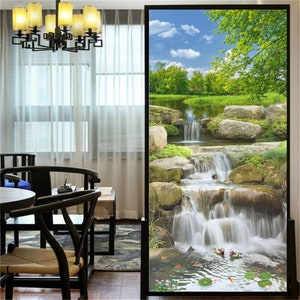 Decorative Windows Film Privacy Beautiful Scenery Stained Glass Window Stickers No Glue Static Cling Frosted Window Cling
