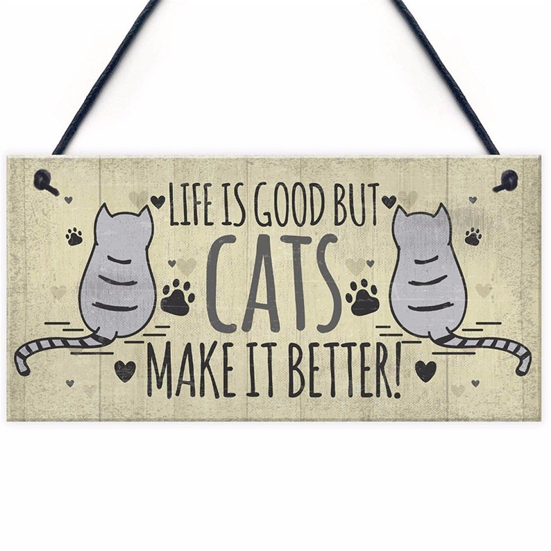 Lovely Cat Plaques Wooden Animal Printed Hanging Sign For Window Door Wall Decor Home Garden Yard Wood Plaques Decoration