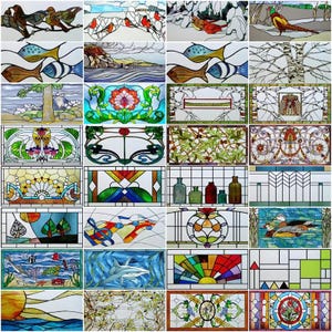 Window Film Stained Glass Stickers,Custom Size Static Cling Frosted Privacy,Bird Tree Print For Transom Window Glass Home Decor