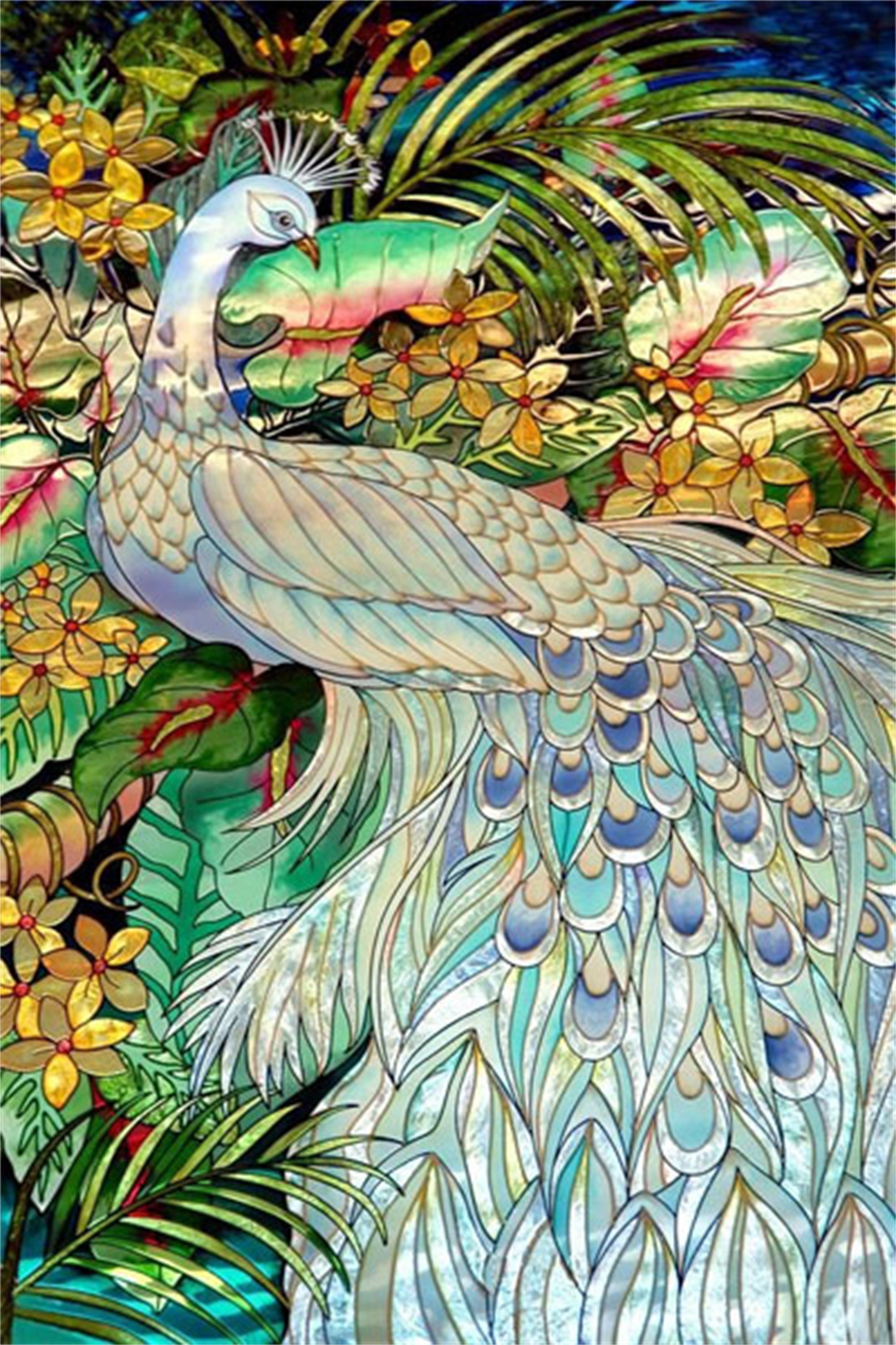 Custom Size Peacock Stained Glass Window Film Retro Color - Etsy