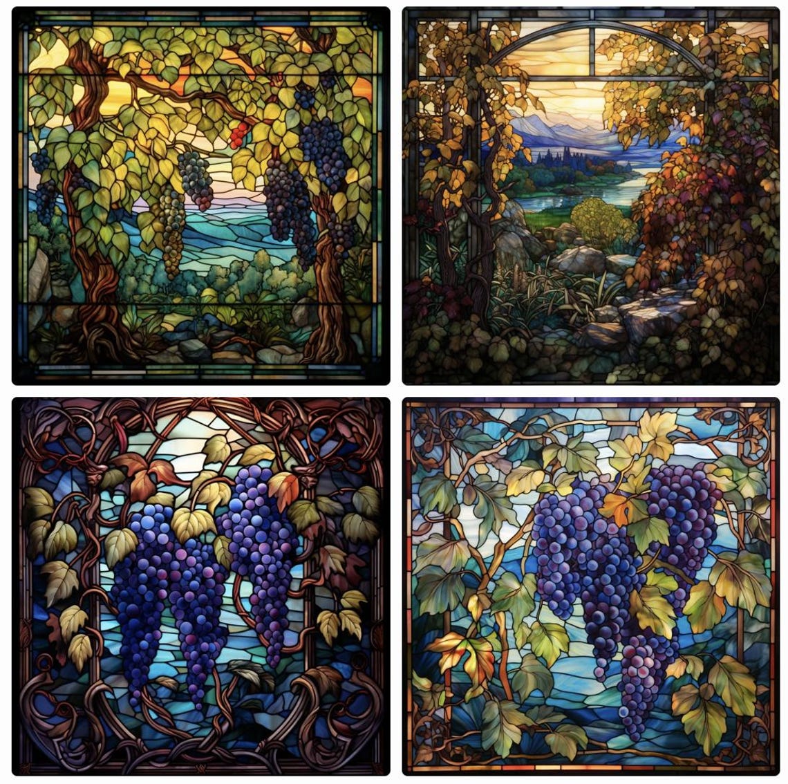 Vineyard Stained Glass Window Film - Decorative Privacy Frosted Static ...