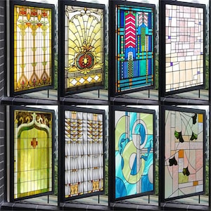 Custom Victorian-Style Frosted Stained Glass Window Film – Static Cling Privacy Sticker for Kitchen and Bathroom, Curtain Substitute