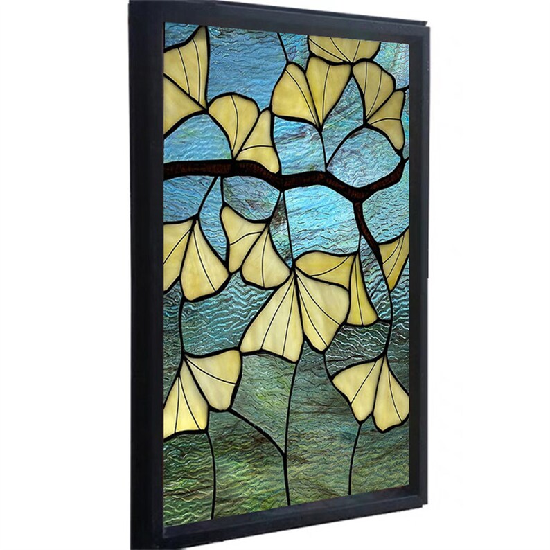 Window Film Stained Glass Films Ginkgo Leaf Frosted Static Etsy