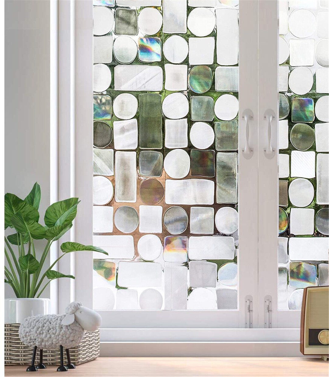 Privacy Window Film Noglue Self Adhesive 3D Static Decorative Glass