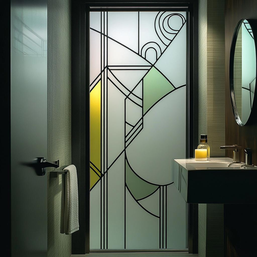 Modern Grid Pattern Privacy Window Film Frosted Static Cling Decorative ...