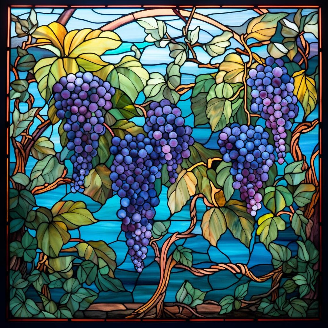 Vineyard Stained Glass Window Film - Decorative Privacy Frosted Static ...