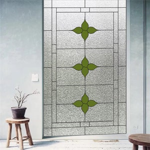 Custom Size Stained Glass Film Non-adhesive Static Cling Vintage Retro Sticker Flower For Kitchen Bathroom Door Glass Cover