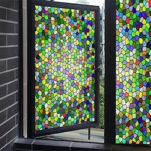 3D Matte Stained Glass Window Film – Customizable Privacy UV Sticker, Frosted Static Cling