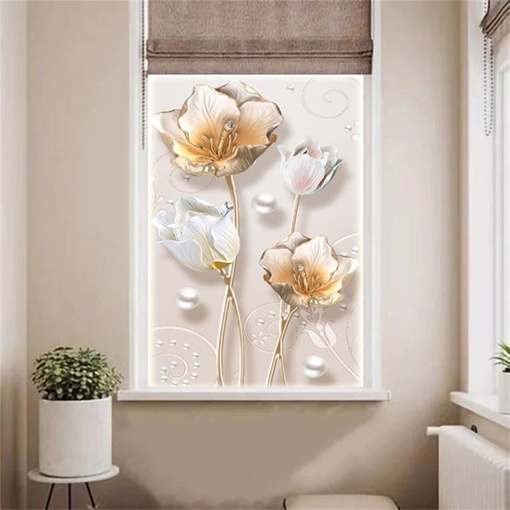 Customized retro flower frosted glass stickers transparent opaque