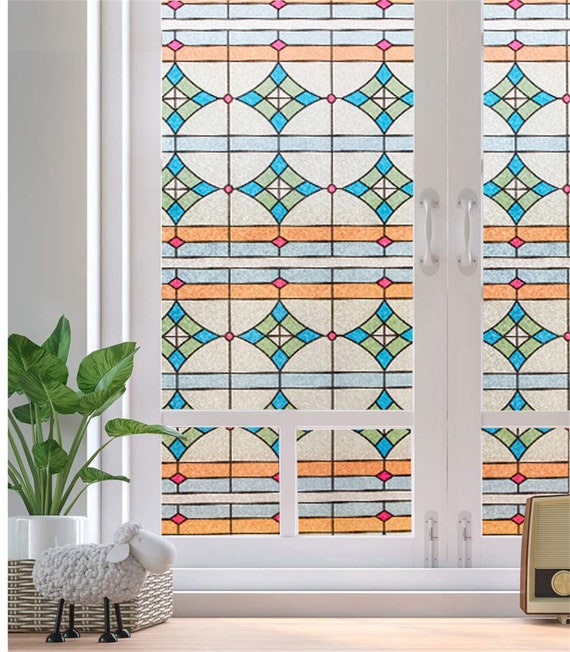 Decorative Window Film Stained Glass Stickers Removable Window Sticker  Solar Window Cover Static Glass Adhesive Film - Etsy UK