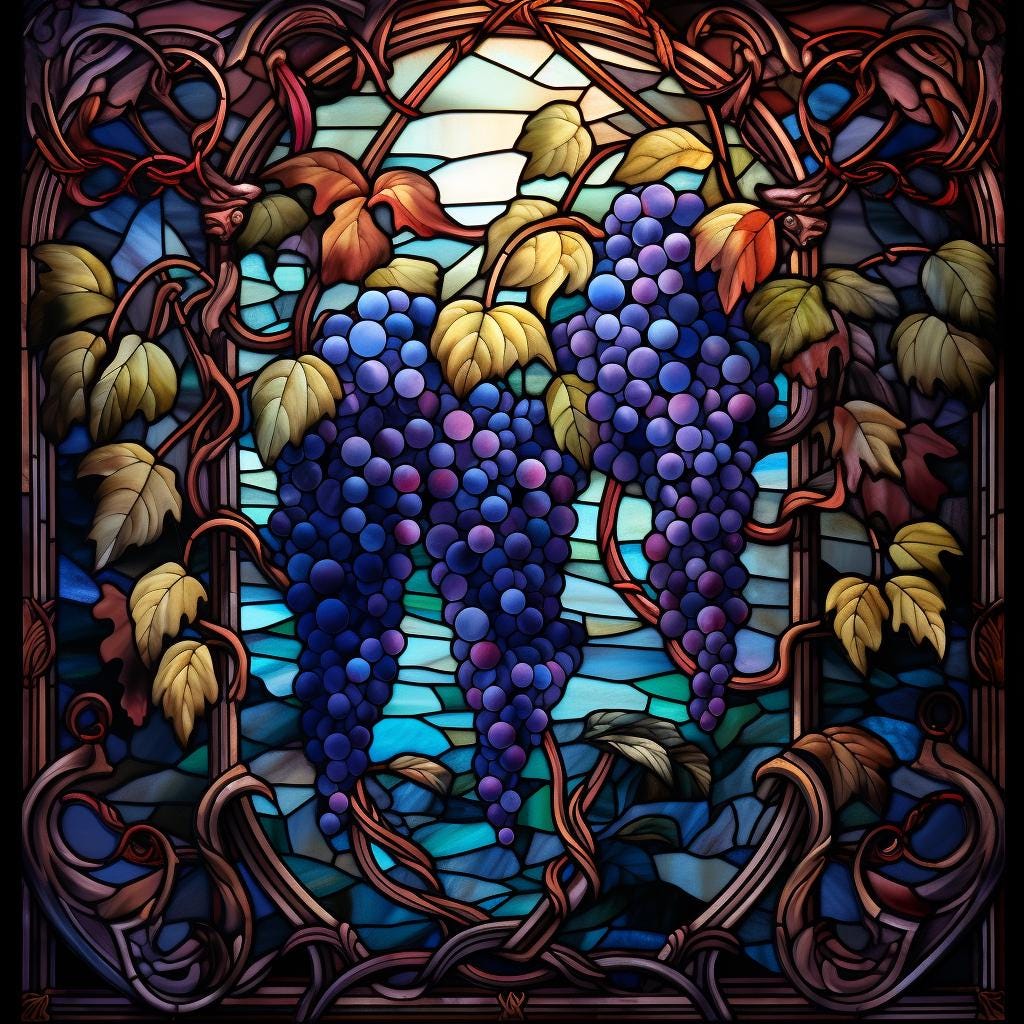 Vineyard Stained Glass Window Film - Decorative Privacy Frosted Static ...