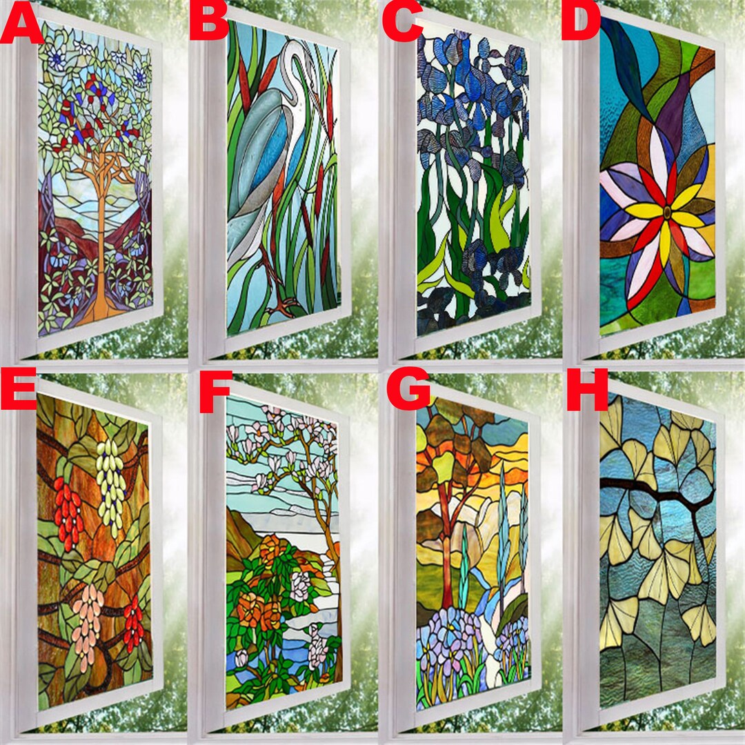 Customized Size Vintage Stained Art Glass Film Window Films Static