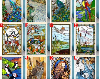 Custom Size Stained Glass Window Film Animal Color printing Picture For Shape Glass Home Decor