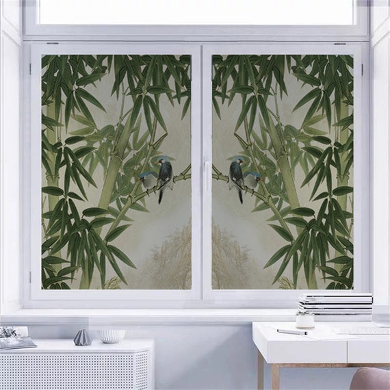 Chinese Style Bamboo Glass Stickers Privacy Window Film Static Cling Decor  NEW