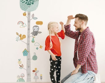 Vosarea 2pcs Growth Chart Height Chart Height Measurement Sticker Removable PVC Wall Sticker for Nursery Bedroom Living Room Kindergarten Style 2