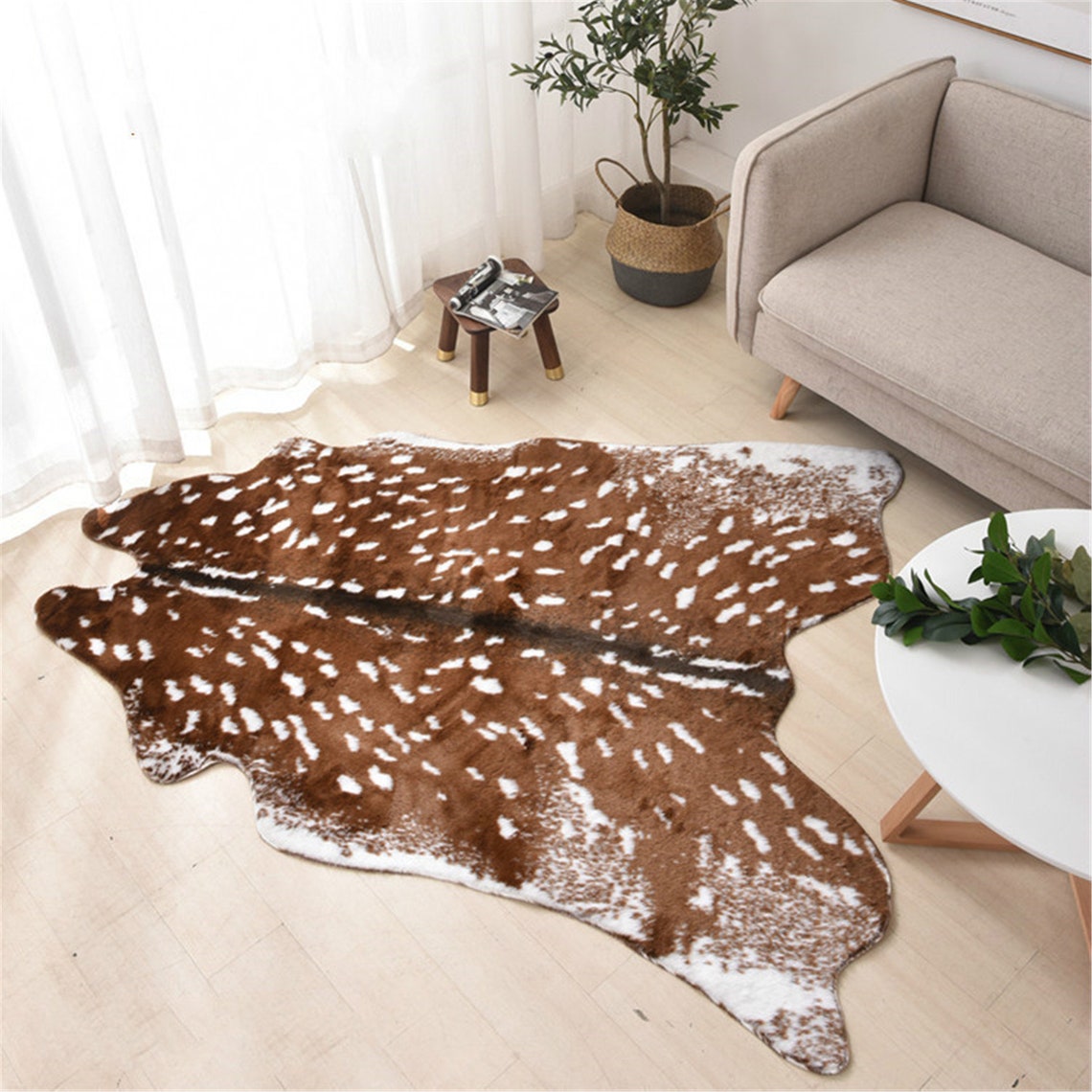 Fashion Hot Faux Deer Printed Carpet Velvet Imitation Leather Etsy