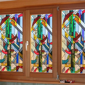 Window Films Stained Glass Films Static Cling Frosted Opaque Church Home Decor Door Sticker Window Treatment Privacy Custom Size