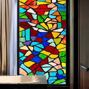 Película de vitral personalizada, opaca, fosca, proteção de privacidade, reutilizável, removível, decoração para casa, cobertura de janela de igreja