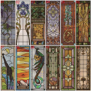 Custom size Window Film Stained Glass Films Frosted Privacy Retro European Church Style Colorful Door Sticker