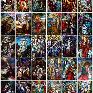 Stained Glass Window Decals – Christian Art with Angels, Saints, and Biblical Scenes for Home, Church, Meditation Room, and Privacy Decor