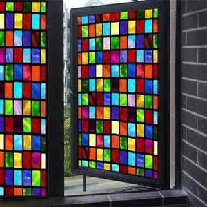Custom Decorative 3D Matte Window Film – Stained Glass Look, UV Blocking Privacy Cling