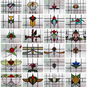 Artistic Stained Glass Window Decals – Elegant Floral and Geometric Designs for Home Privacy and Decoration, Custom Sizes Available