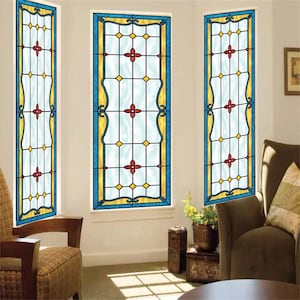 Custom Size Frosted Window Film,European Style Art Translucent Stained Glass Films, Door Stickers,Privacy Instead Curtains