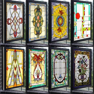 Victorian Stained Glass Window Film – Frosted Privacy Cling, Custom Size for Kitchen and Bathroom, Perfect Curtain Alternative