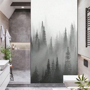 Window Film Privacy Foggy Forest Non Adhesive Glass Sticker Sun Protection Heat Control Window Coverings