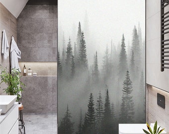 Window Film Privacy Foggy Forest Non Adhesive Glass Sticker Sun Protection Heat Control Window Coverings